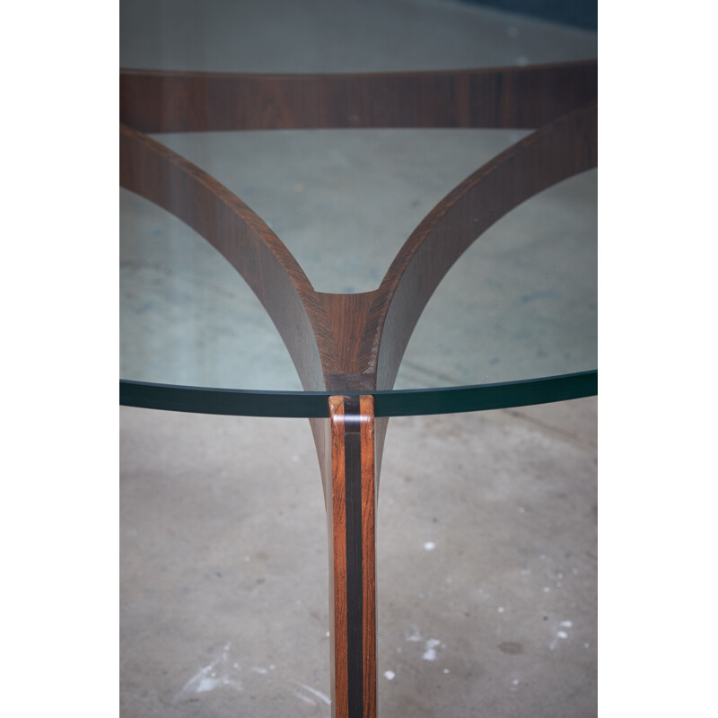 Vintage coffee table in rosewood and glass by Sven Ellekaer for Christian Linneberg, Denmark 1960