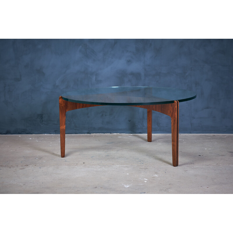 Vintage coffee table in rosewood and glass by Sven Ellekaer for Christian Linneberg, Denmark 1960