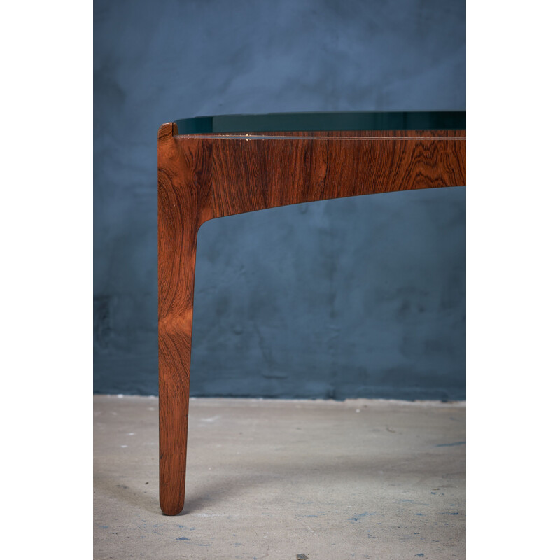 Vintage coffee table in rosewood and glass by Sven Ellekaer for Christian Linneberg, Denmark 1960