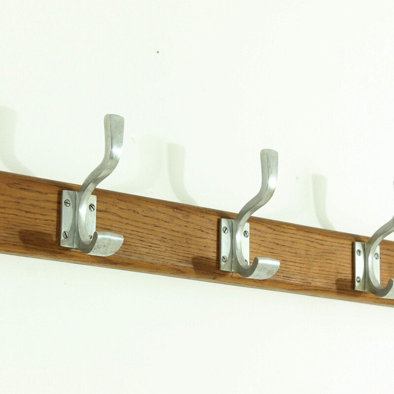 Mid-century coat rack in oak and metal - 1930s