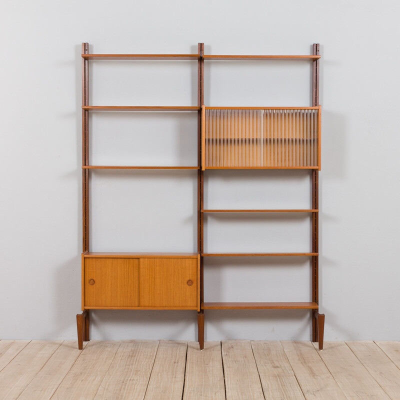 Vintage two bay modular teak wall unit by Sven Andersen Møbelfabrikk, Norway 1960s