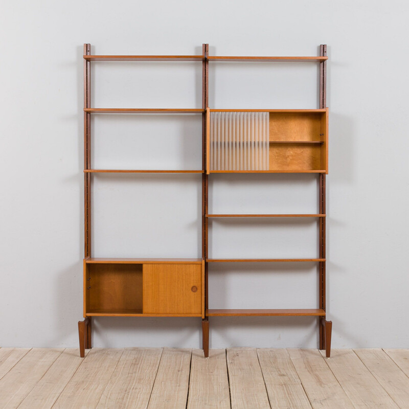 Vintage two bay modular teak wall unit by Sven Andersen Møbelfabrikk, Norway 1960s