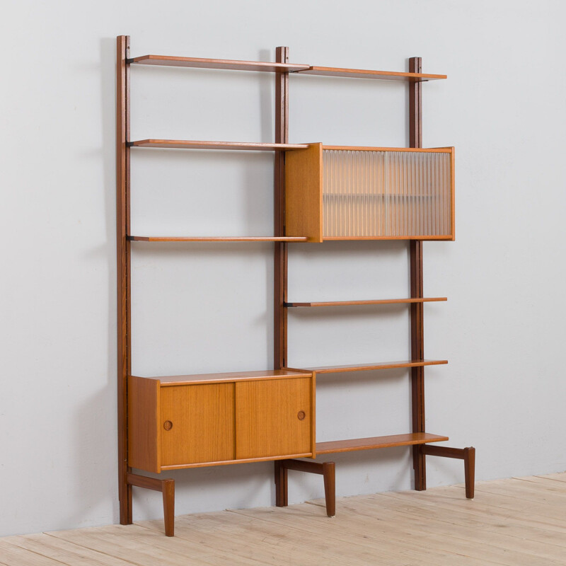 Vintage two bay modular teak wall unit by Sven Andersen Møbelfabrikk, Norway 1960s