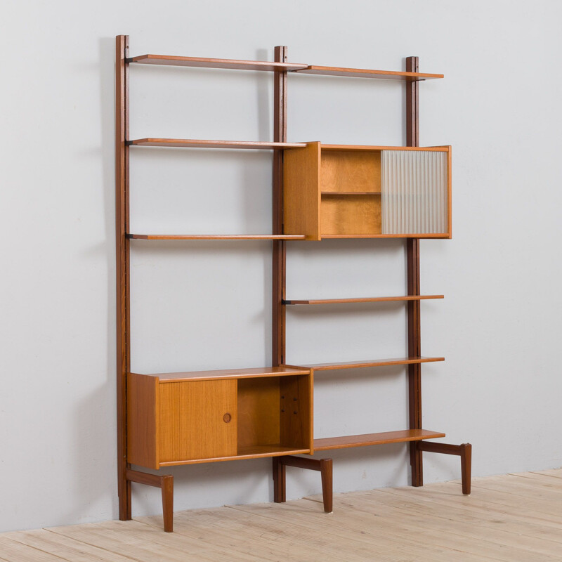 Vintage two bay modular teak wall unit by Sven Andersen Møbelfabrikk, Norway 1960s