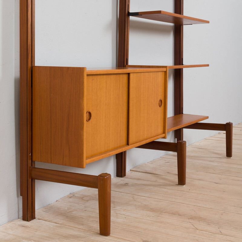 Vintage two bay modular teak wall unit by Sven Andersen Møbelfabrikk, Norway 1960s