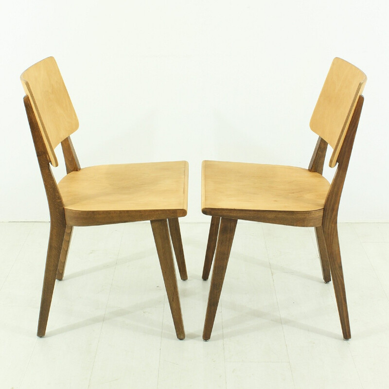 Pair of Horgen Glarus dining chairs in beech plywood - 1960s