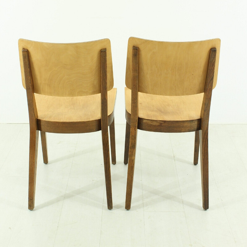 Pair of Horgen Glarus dining chairs in beech plywood - 1960s