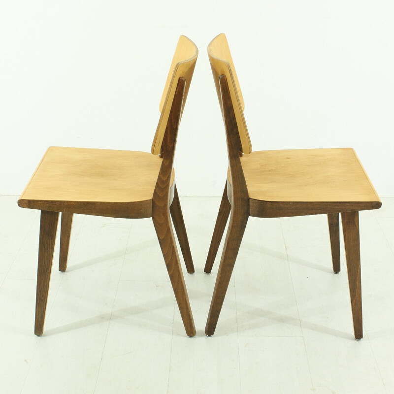 Pair of Horgen Glarus dining chairs in beech plywood - 1960s