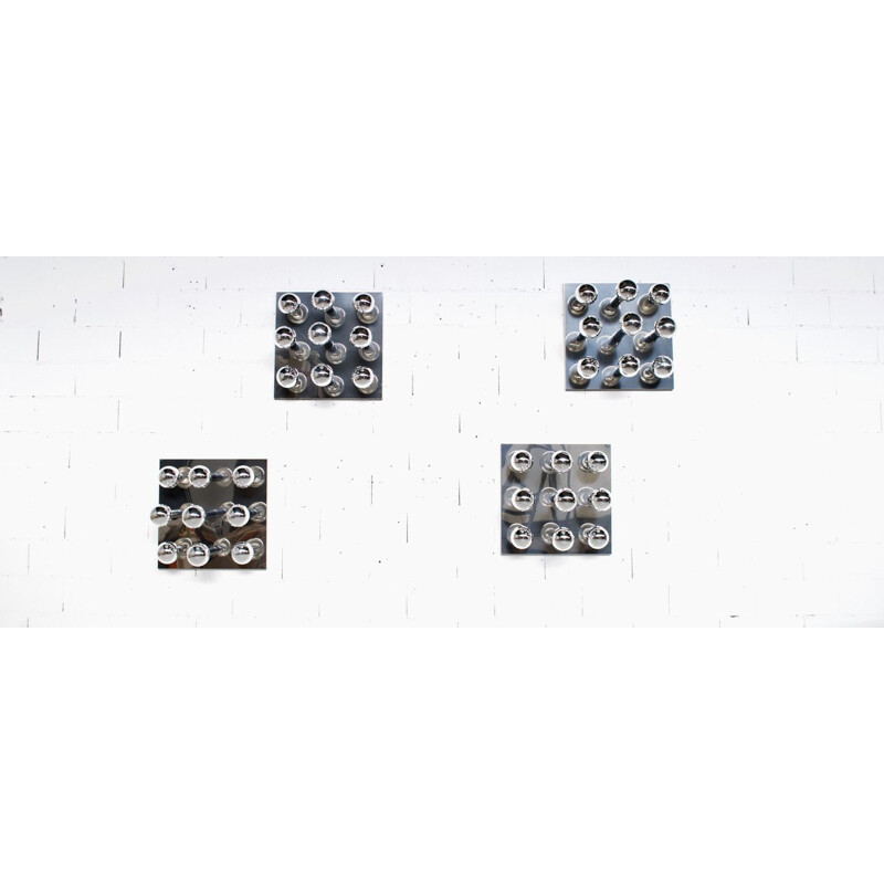 Conjunto de 4 arandelas de aço cromadas vintage de Motoko Ishii, 1970