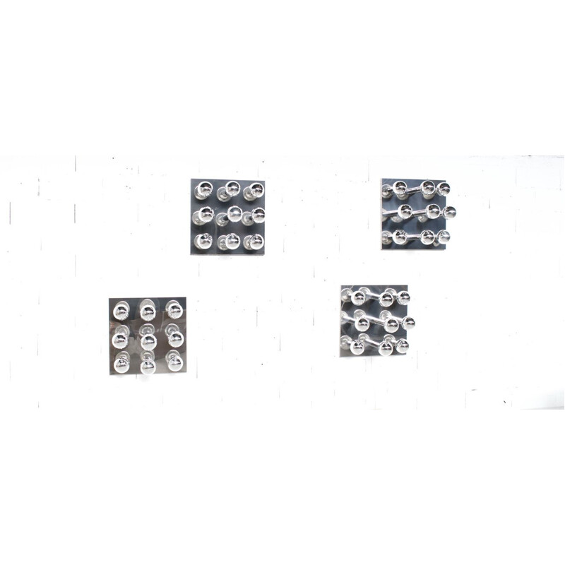 Set di 4 applique vintage in acciaio cromato di Motoko Ishii, 1970