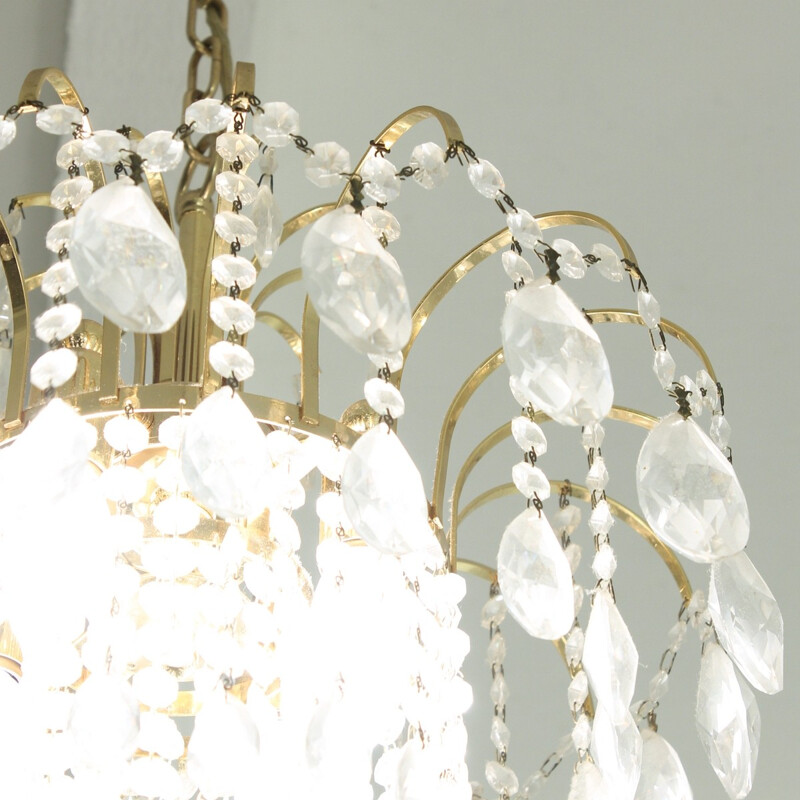 Mid-century chandelier in brass and glass - 1950s