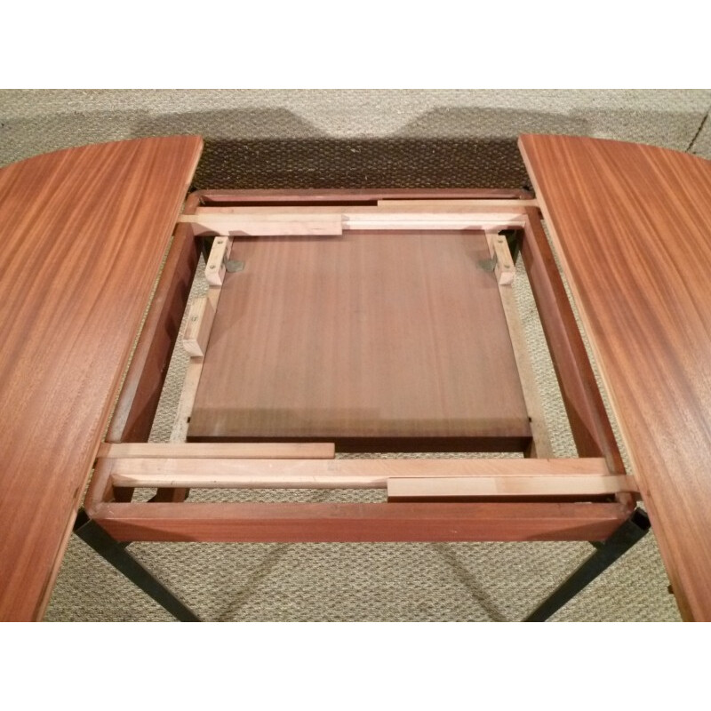 Dining table in metal and mahogany - 1950s