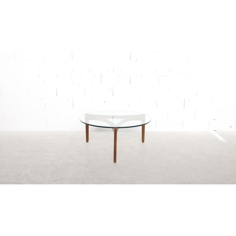 Vintage teak and glass coffee table by Sven Ellekaer for Christian Linneberg, 1960