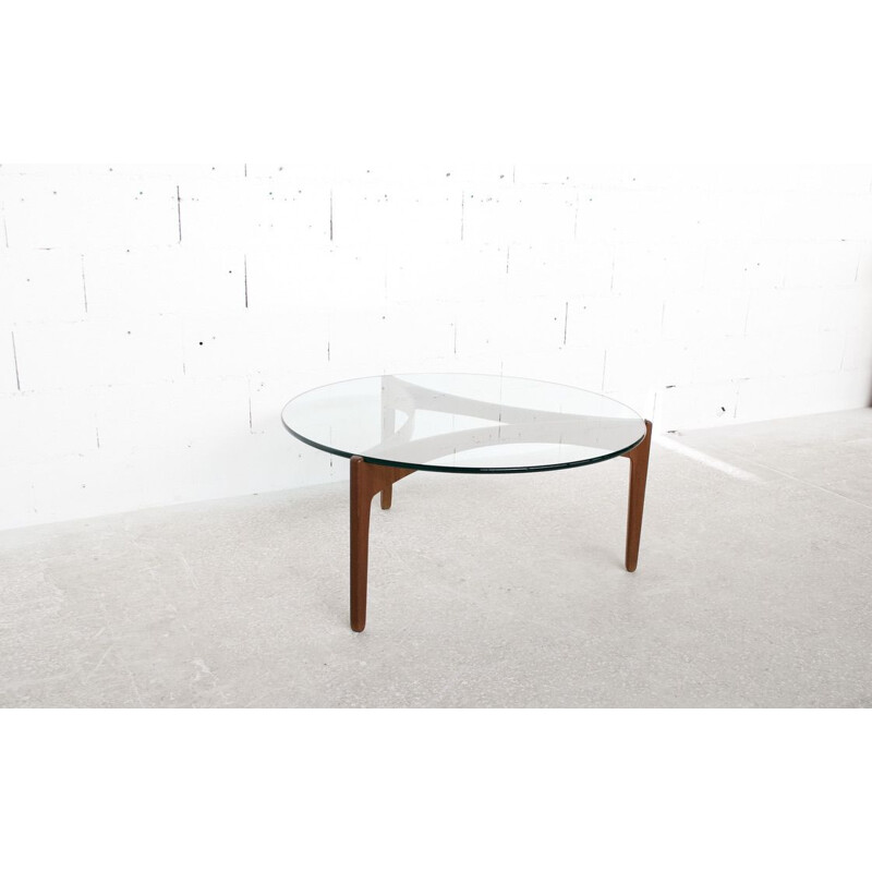 Vintage teak and glass coffee table by Sven Ellekaer for Christian Linneberg, 1960