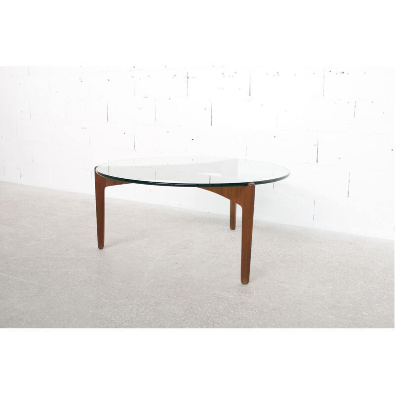 Vintage teak and glass coffee table by Sven Ellekaer for Christian Linneberg, 1960