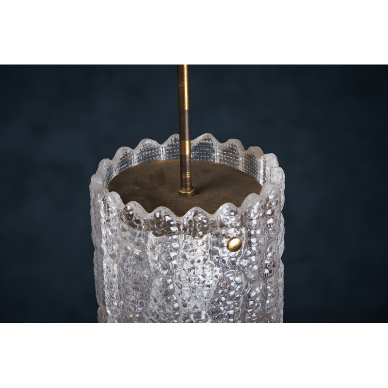 Vintage brass and crystal glass suspension by Carl Fagerlund for Orrefors, Sweden 1960