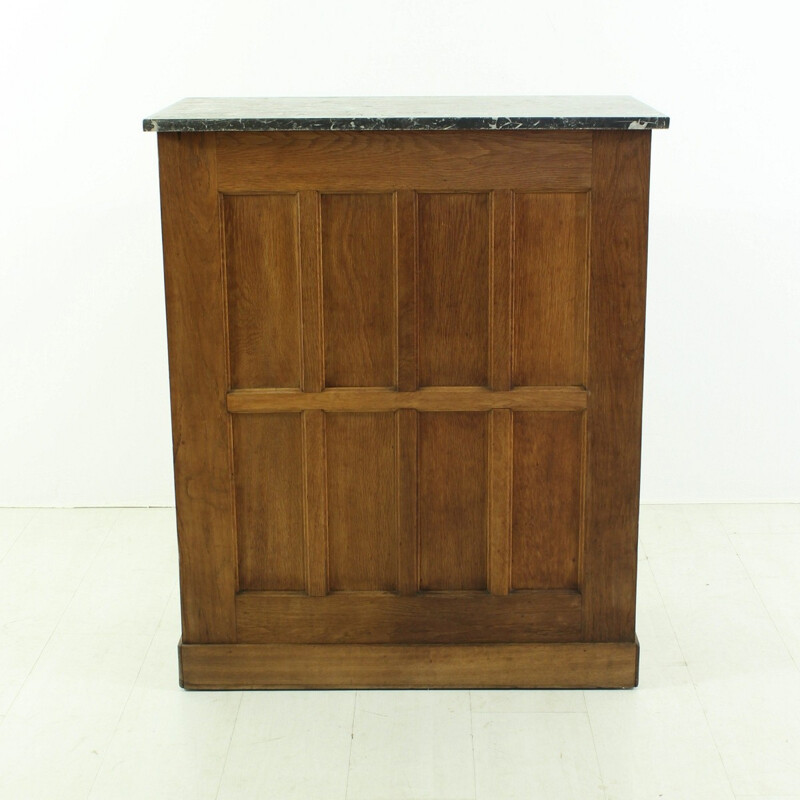 French cabinet in oak and marble with tambour door - 1930s