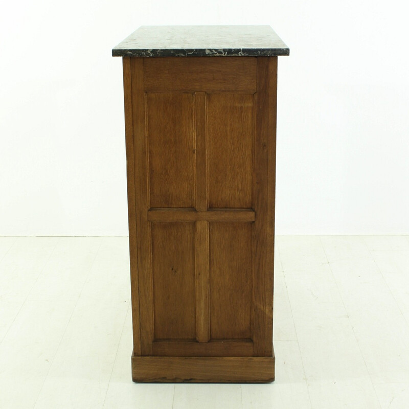 French cabinet in oak and marble with tambour door - 1930s