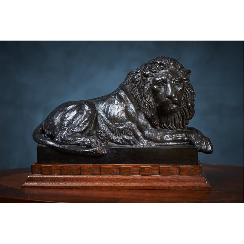 Vintage terracotta lion at rest by Carlson for P. Ibsen, Denmark 1960s