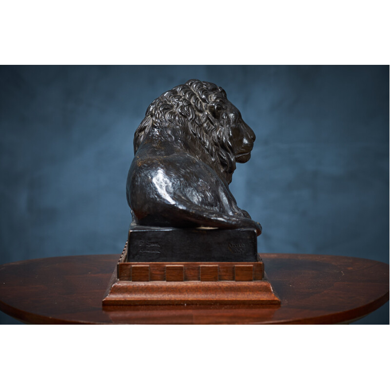 Vintage terracotta lion at rest by Carlson for P. Ibsen, Denmark 1960s