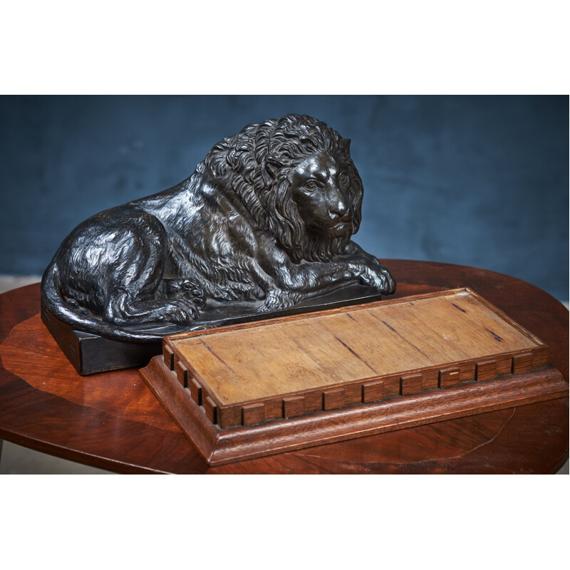 Vintage terracotta lion at rest by Carlson for P. Ibsen, Denmark 1960s