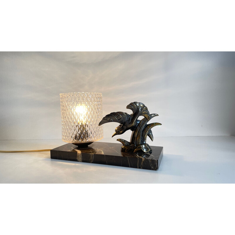 Art Deco vintage lamp in brass and marble