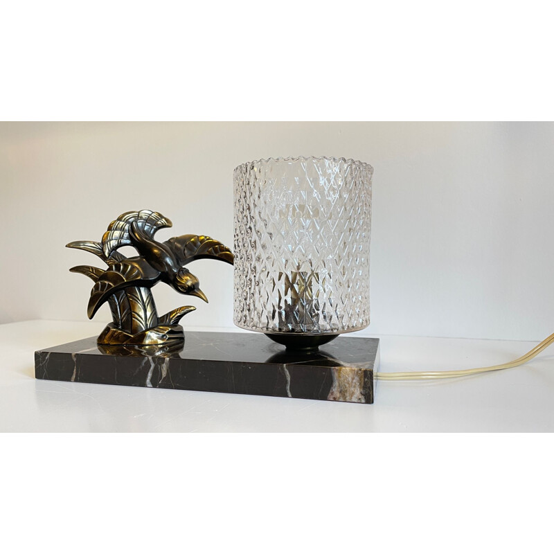 Art Deco vintage lamp in brass and marble