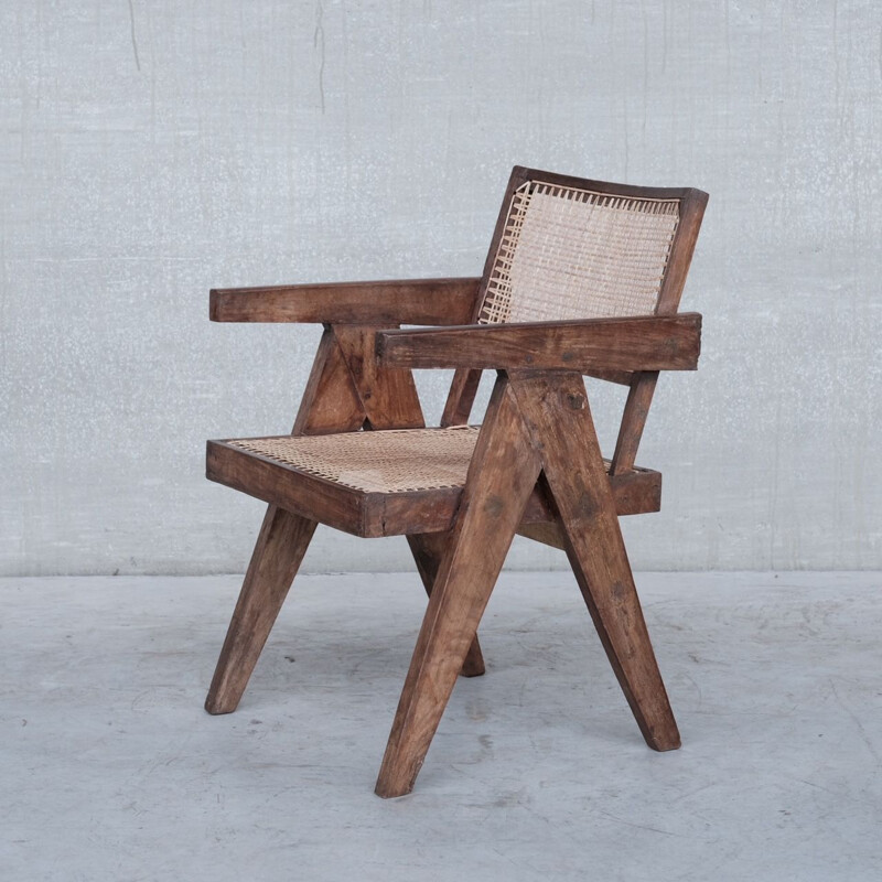 Poltrona vintage Pj-Si-S8-B in teak di Pierre Jeanneret, India 1955