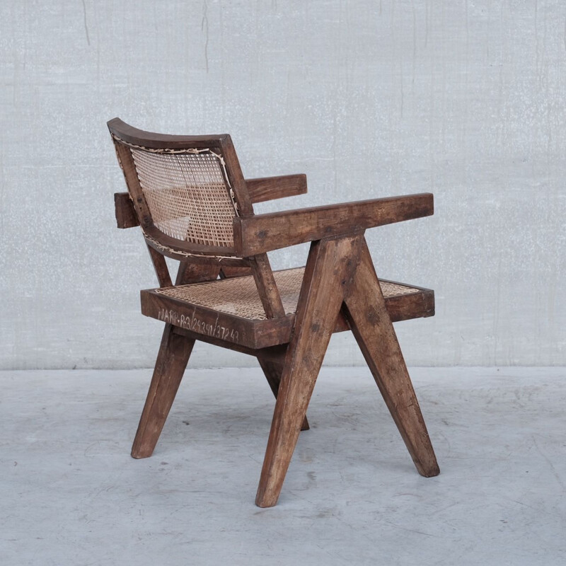 Vintage Pj-Si-S8-B teak armchair by Pierre Jeanneret, India 1955s