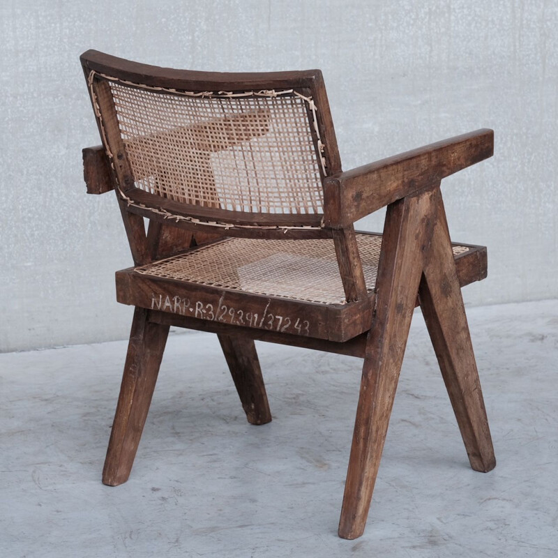 Sillón vintage Pj-Si-S8-B de teca de Pierre Jeanneret, India 1955