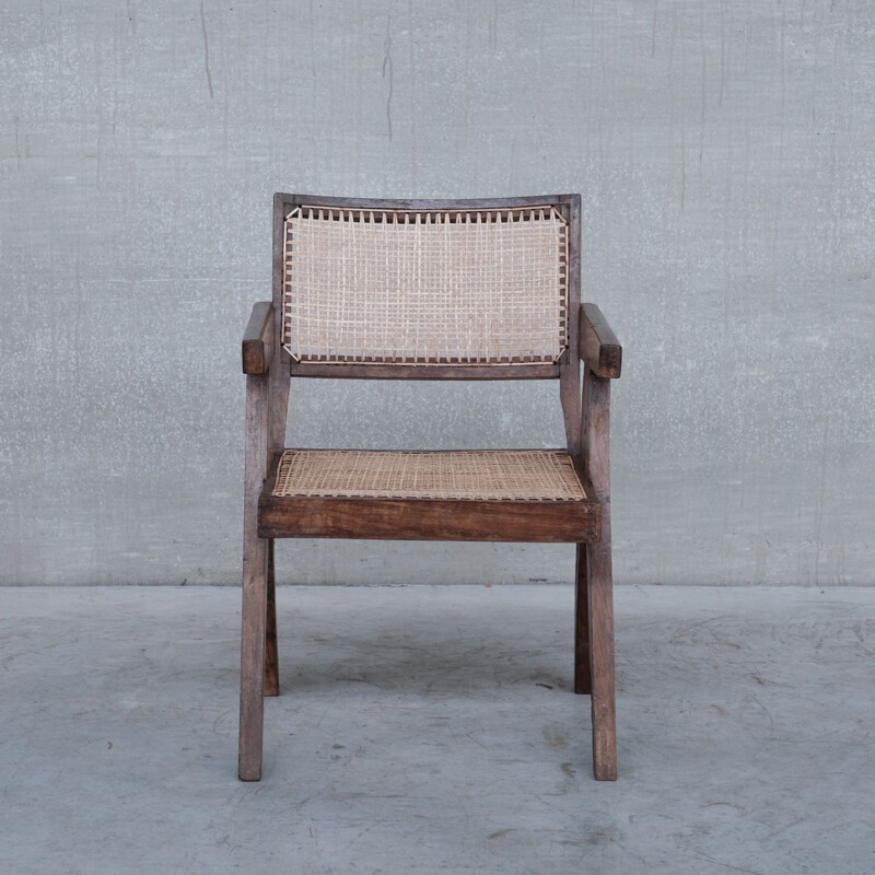 Poltrona vintage Pj-Si-S8-B in teak di Pierre Jeanneret, India 1955