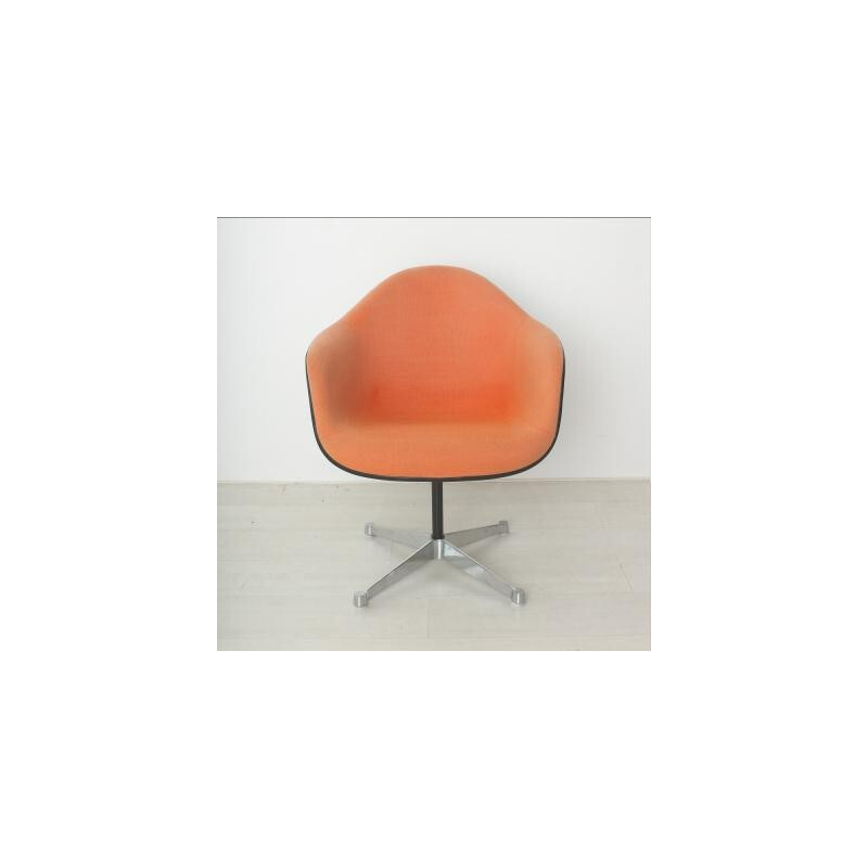 Herman Miller armchair in fiberglass and orange fabric, Charles & Ray EAMES - 1960s