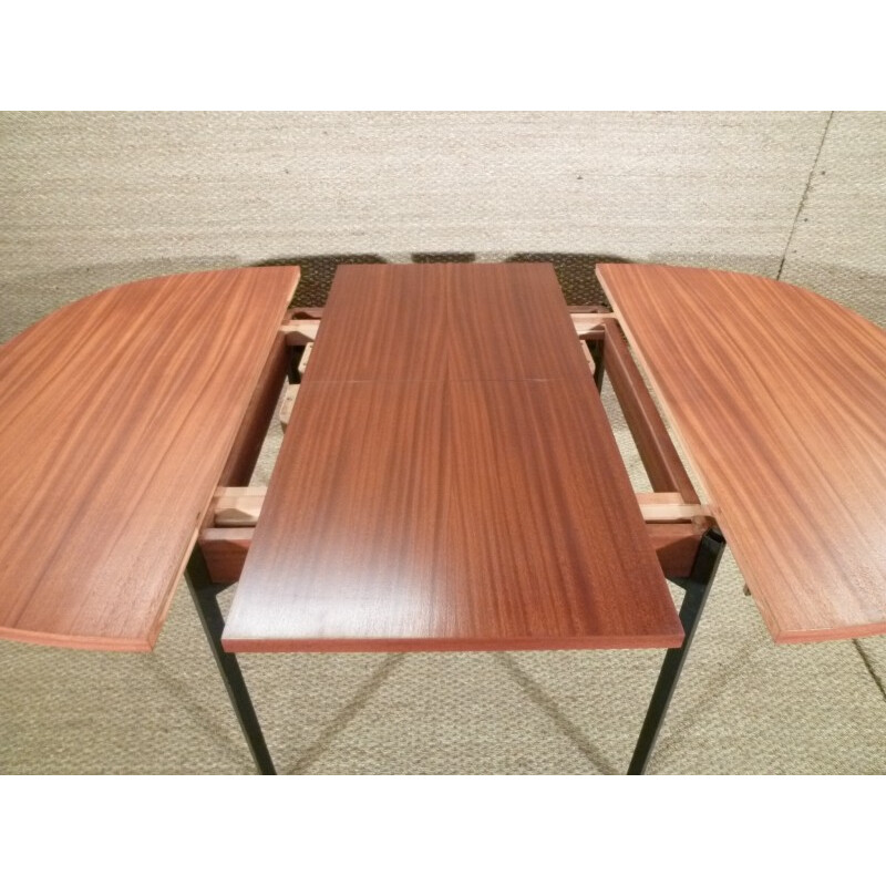 Dining table in metal and mahogany - 1950s