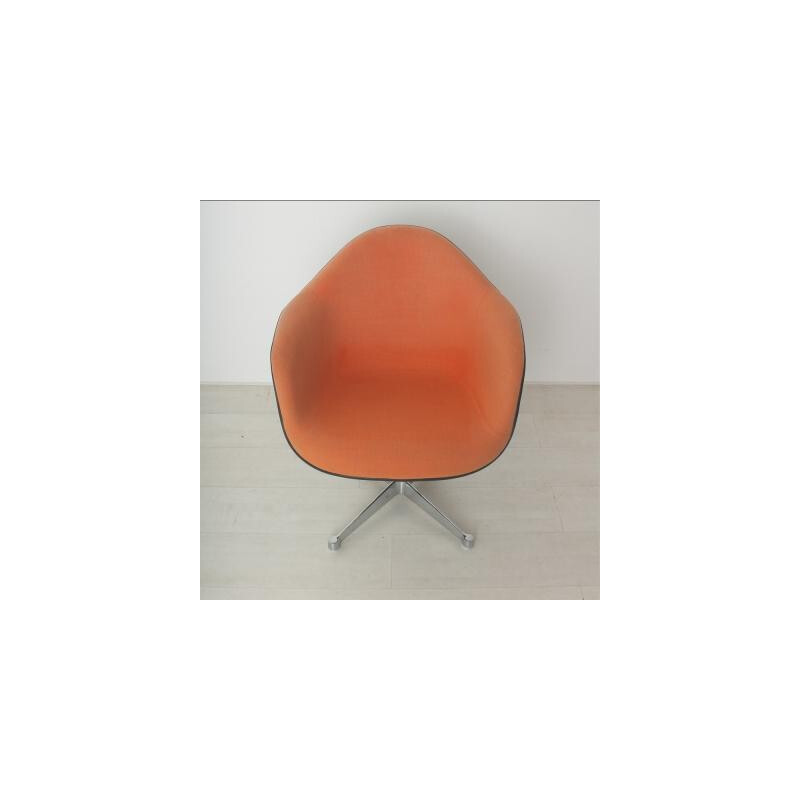 Herman Miller armchair in fiberglass and orange fabric, Charles & Ray EAMES - 1960s