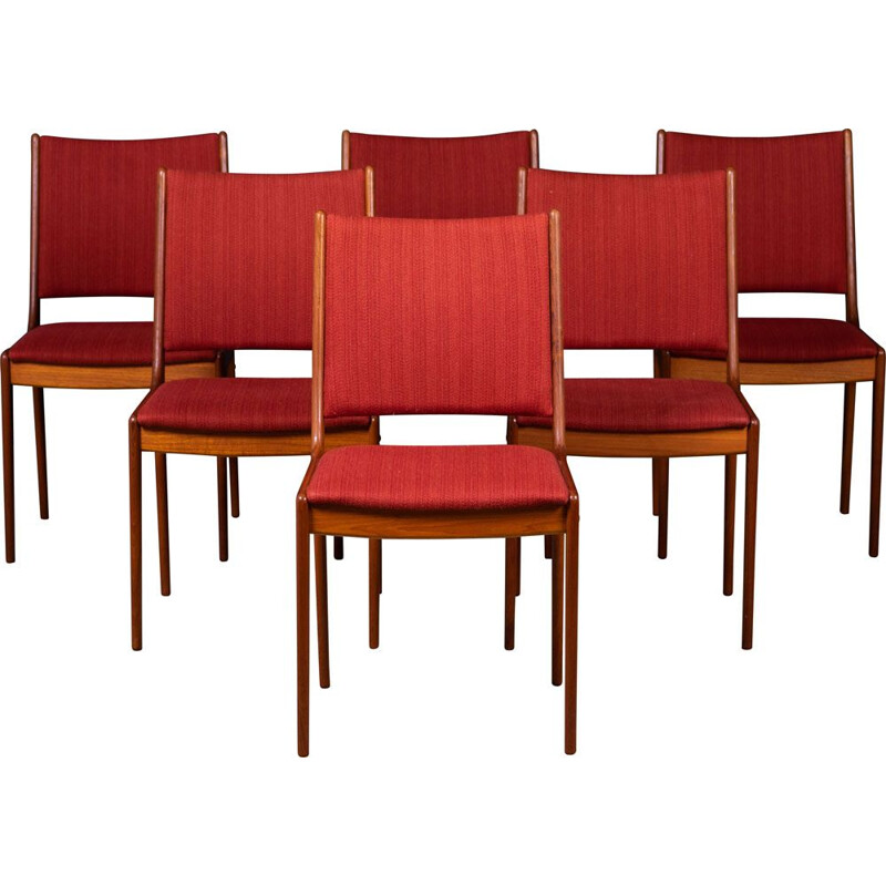 Conjunto de 6 cadeiras de teca vintage de Johannes Andersen para Uldum Møbelfabrik, Dinamarca 1960
