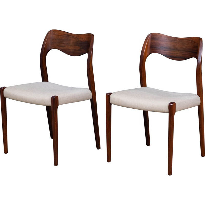 Pair of vintage rosewood chairs by Niels Otto Møller for J.L. Møllers, 1950s