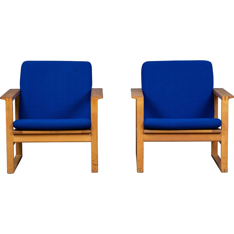 Pair of vintage oak armchairs "2256" by Børge Mogensen for Fredericia, 1970
