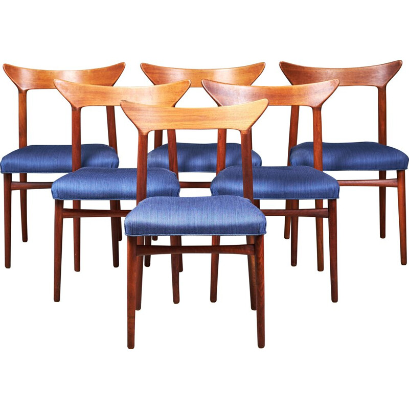 Set van 6 vintage Deense teakhouten stoelen van Kurt Østervig, 1960
