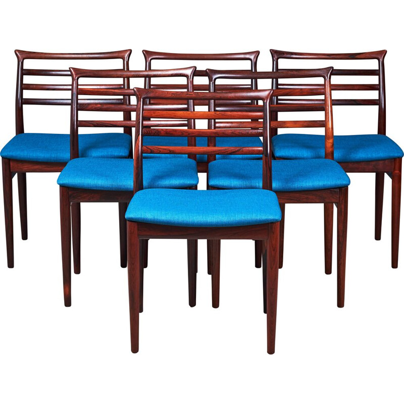 Set van 6 vintage Deense rozenhouten stoelen van Erling Torvits voor Sorø Stolefabrik, 1960