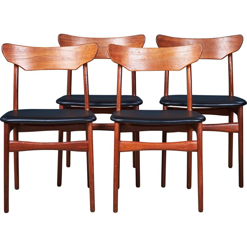 Set of 4 mid-century Danish teak dining chairs by Schiønning & Elgaard for Randers Møbelfabrik, 1960s