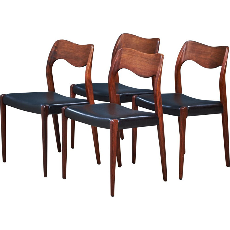 Set of 4 vintage rosewood chairs by Niels Otto Møller for J.L. Møllers, Denmark 1950
