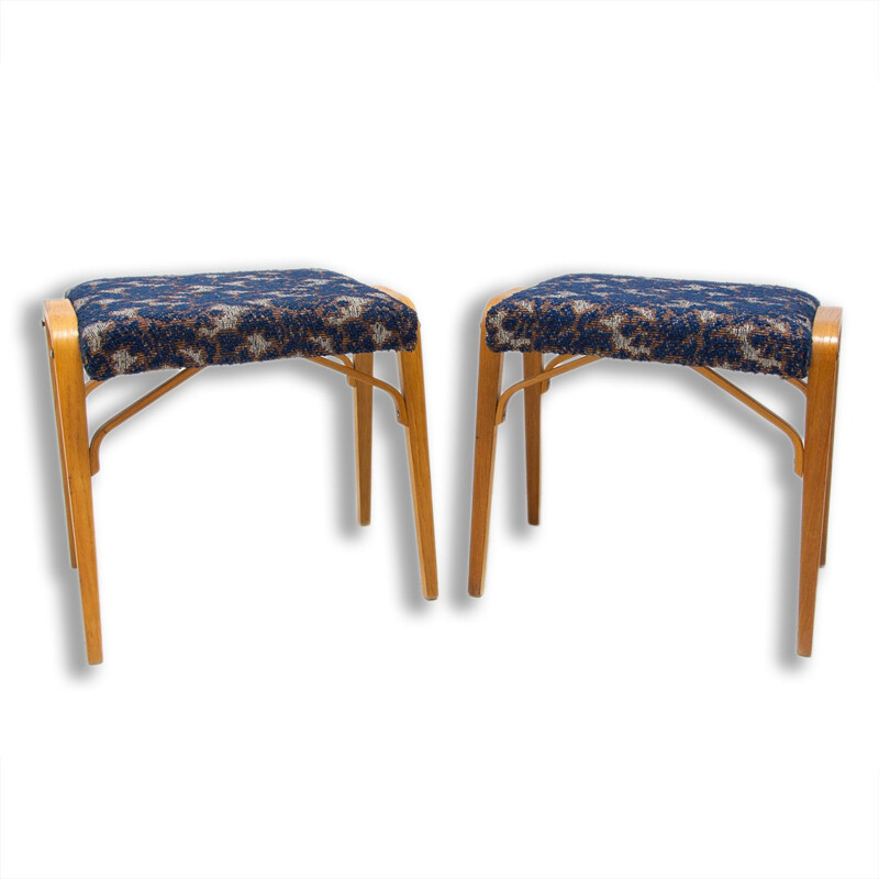 Pair of vintage bentwood stools by Ludvík Volák for Dřevopodnik Holešov, Czech 1970