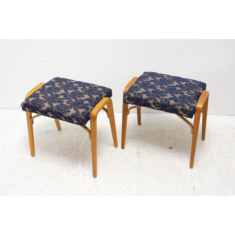 Pair of vintage bentwood stools by Ludvík Volák for Dřevopodnik Holešov, Czech 1970