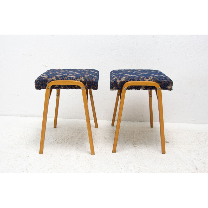 Pair of vintage bentwood stools by Ludvík Volák for Dřevopodnik Holešov, Czech 1970