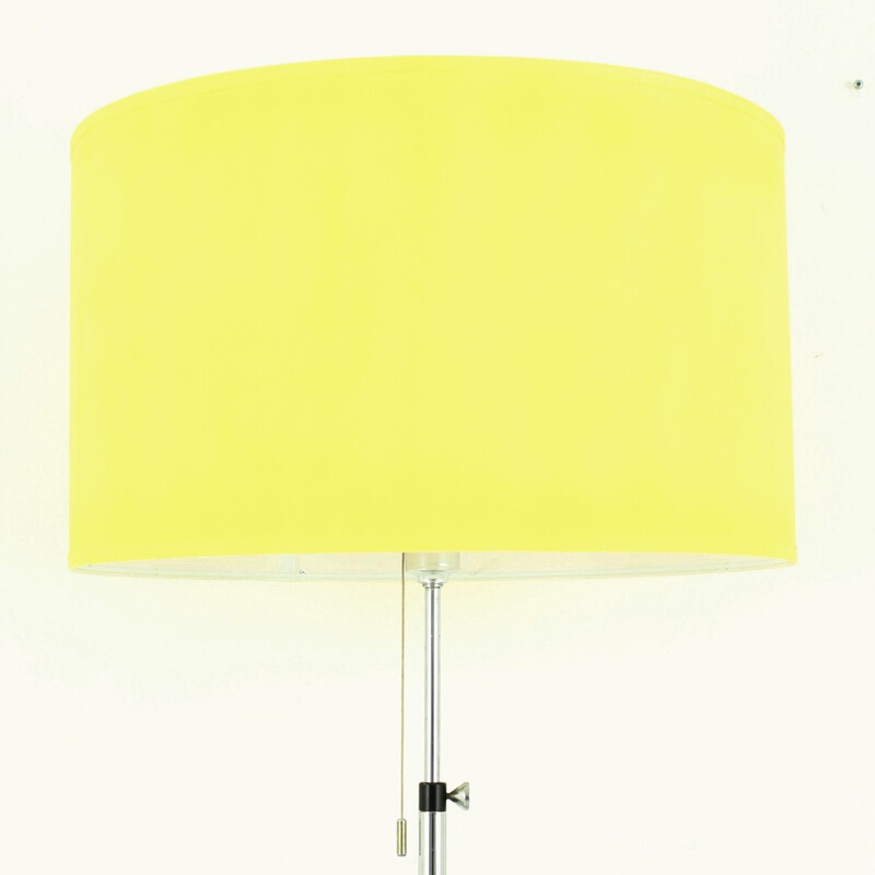 Floor lamp in chromed iron and yellow fabric - 1970s