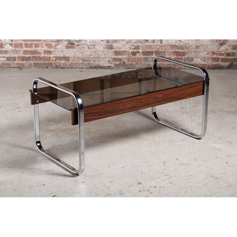 Mid century chrome, zebrawood and smoked glass coffee table for Herman Miller, 1970s