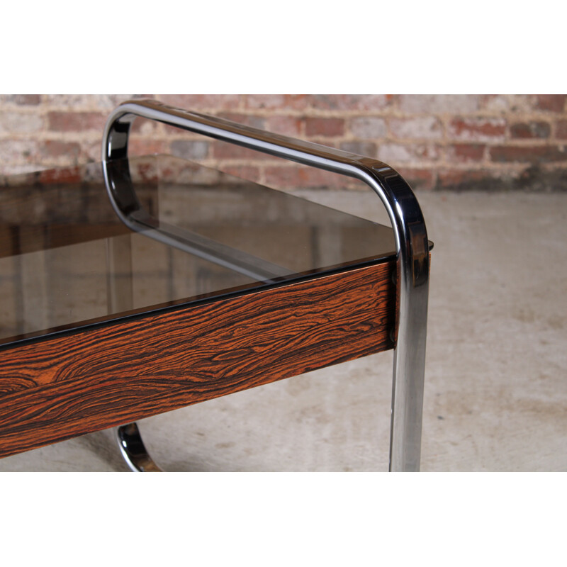 Mid century chrome, zebrawood and smoked glass coffee table for Herman Miller, 1970s