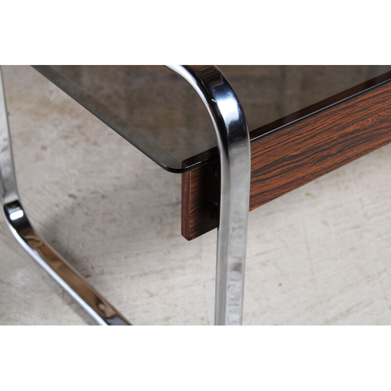 Mid century chrome, zebrawood and smoked glass coffee table for Herman Miller, 1970s