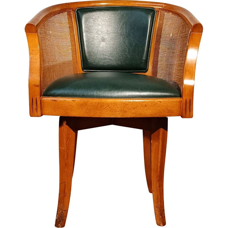 fauteuil de bureau pivotant - cuir vert