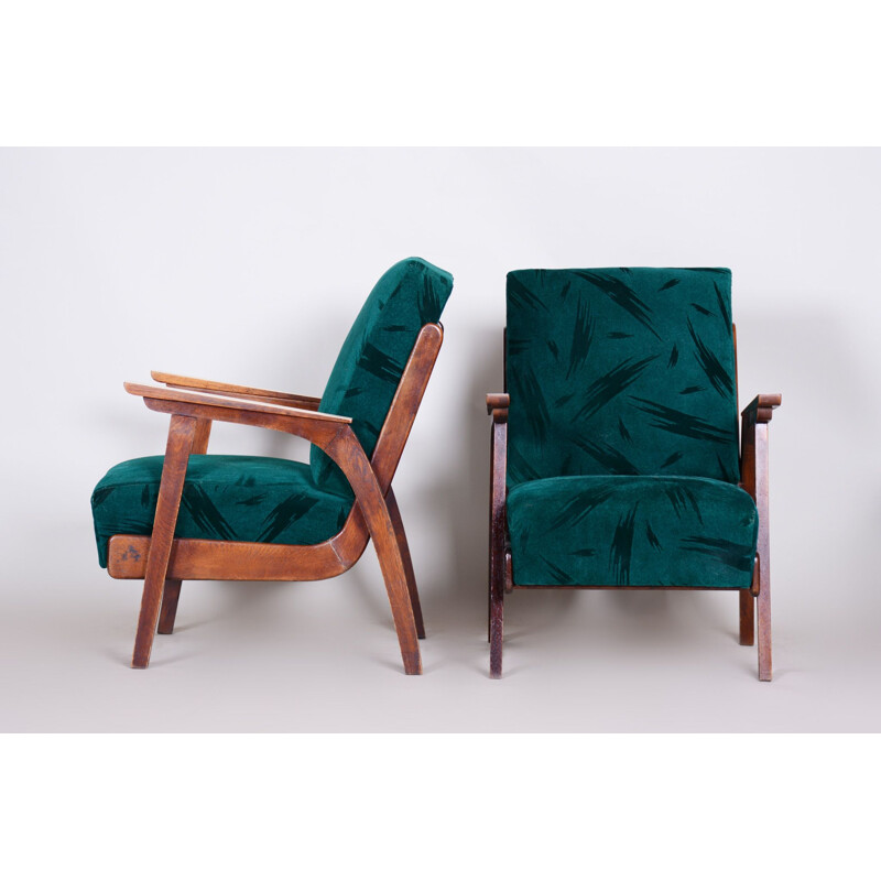 Pair of vintage beechwood armchairs by Jan Vanek, 1940s